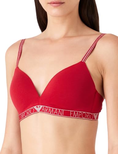 Emporio Armani Damski biustonosz Triangle Essential Studs Logo Padded Bra, rubinowy (Ruby Red), S