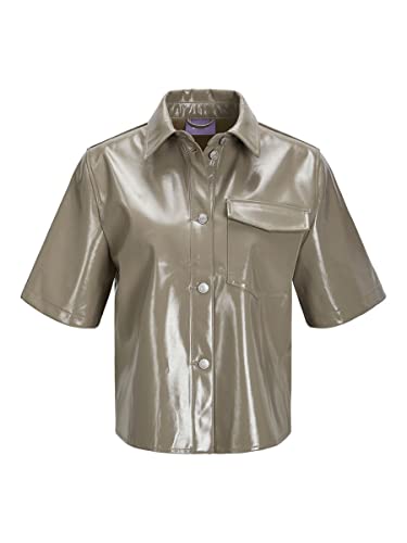 JACK & JONES Damska bluzka Jjxx Jxvida Ss Short Faux Leather Shirt Noos, Brindle/Szczegóły: błyszczący, M