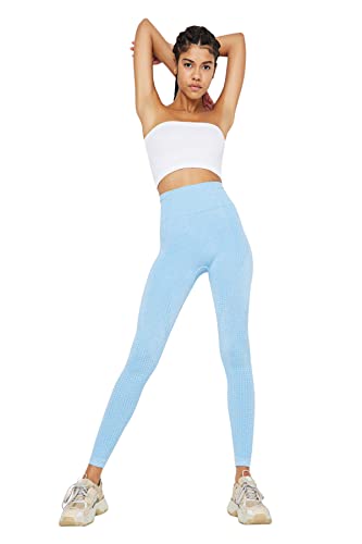 Trendyol Damskie legginsy sportowe z wysokim stanem Skinny Fit Full Size, granatowy, M