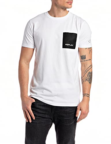 Replay Męski T-shirt M6286, 001 biały, XS