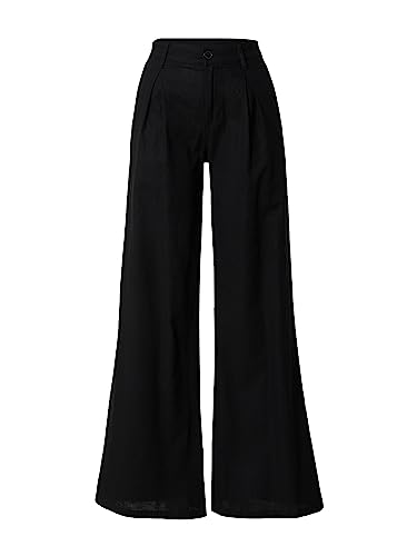 Urban Classics Damskie spodnie High Linen Mixed Wide Leg Pants, czarny, 34
