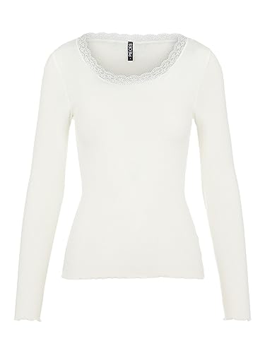 Pieces Damska koronkowa bluzka PCcoco Ls Noos Bc z długim rękawem, Tancerz w chmurze, XS