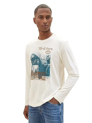 TOM TAILOR Koszulka męska z długim rękawem, 18592 – Vintage Beige, M