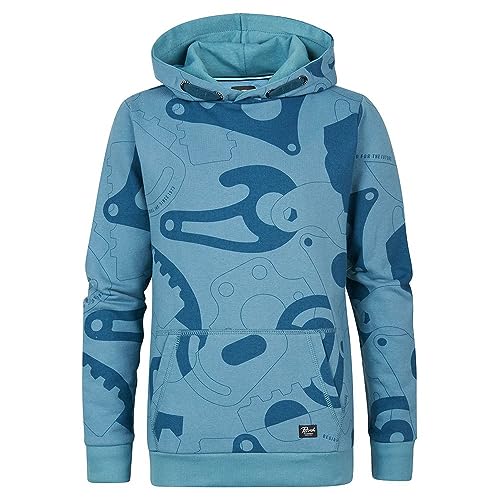 Petrol Industries Boys Sweater Hooded AOP Bluza dziecięca, Światło Cyaan, 2 lat