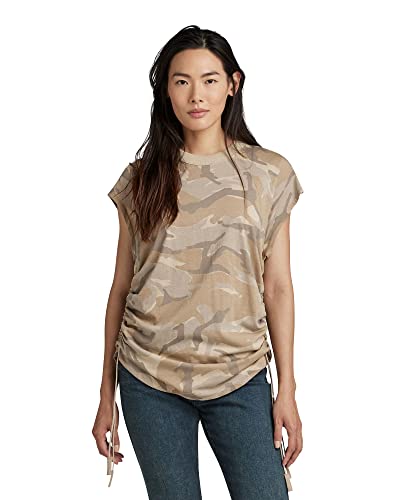 G-STAR RAW Damska koszulka Lash Tape Ao Cap SL, Multicolor (Brick Woodland Camo C340-d212), S