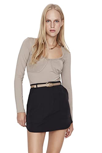 TRENDYOL Women's damska mini linia A tkanina tkana spódnica Skirt, czarna, 36, Schwarz, 36