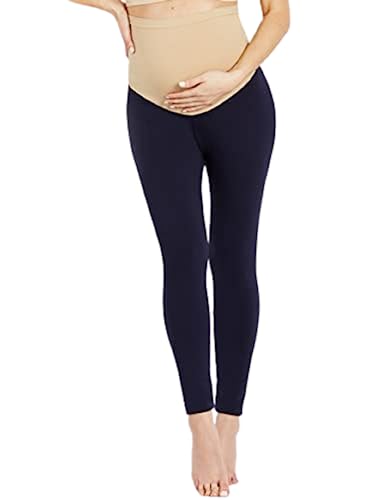 Motherhood Maternity Damskie legginsy Essential Stretch pełna długość tajemnicze dopasowanie do brzucha, granatowy, L
