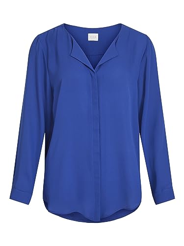 Vila Damska koszula High Low z dzielonym kołnierzem, mazarine blue, XXL