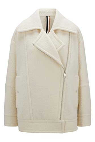 BOSS Damska kurtka C Jafea z asymetrycznym zamkiem błyskawicznym i klapą oversize, Open White, 36