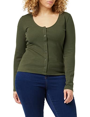 People Tree Damski kardigan Ellie Rib, Khaki, 12, Khaki, 38