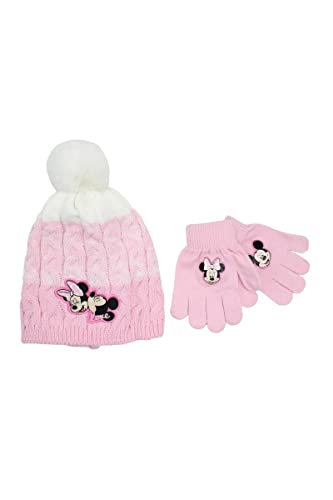 Disney Czapka rękawica Minnie, różowa, jeden rozmiar dla dziewczynki, Różowy, rozmiar uniwersalny