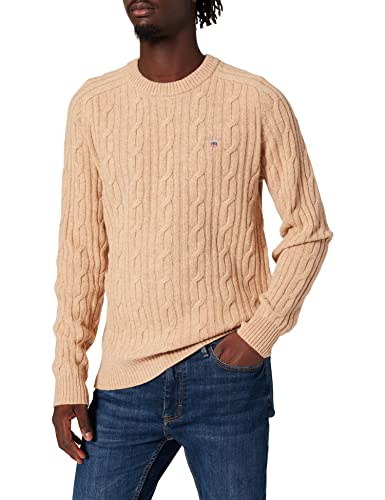 GANT Sweter męski, Khaki Mel, XXL