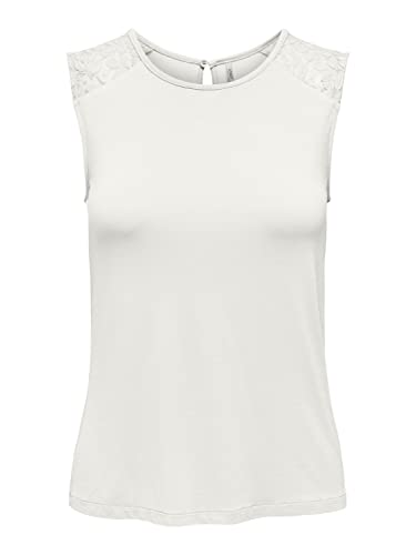 ONLY Onlkanye S/L LACE Mix JRS Top, Cloud Dancer, L, Cloud Dancer, L