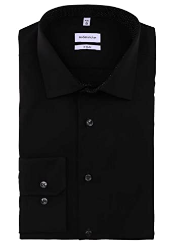 Textilkontor Walter SEIDENSTICKER GmbH & Co. KG Męska koszula X-Slim Fit, z długim rękawem, czarna, 44, czarny, 44
