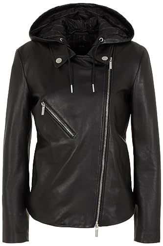 Armani Exchange Damska kurtka z kapturem Biker Leather Jacket, czarny, M