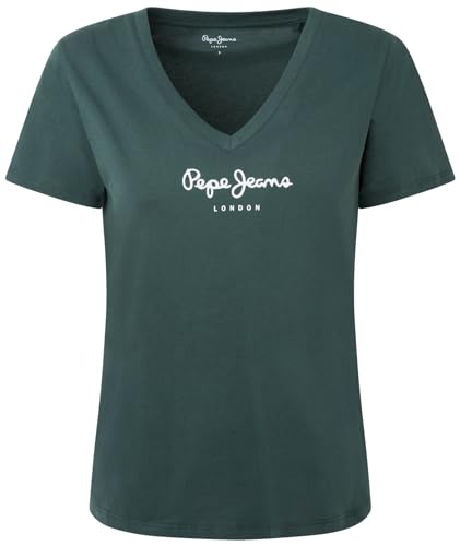 Pepe Jeans Damska koszulka Wendys z dekoltem w serek, Zielony (Regent Green), L