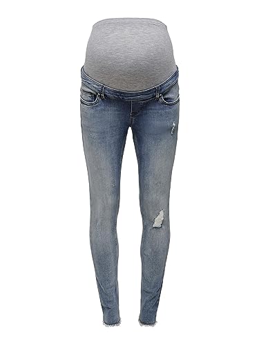 ONLY Dżinsy damskie Skinny Fit OLMBlush Mid Ankle Raw, niebieski (medium blue denim), (L) W / 32L