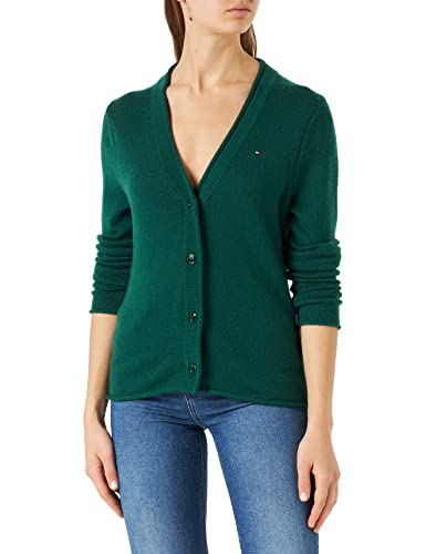 Tommy Hilfiger Damski kardigan z miękkiej wełny V-NK, zielony Prep Green, XXS
