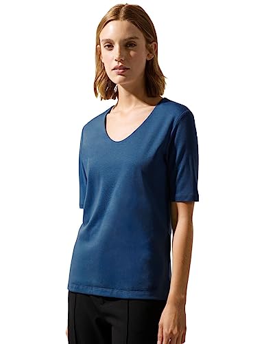 Street One Damska koszulka z krótkim rękawem Basic T-shirt podkoszulek, Dahlia Blue, 36