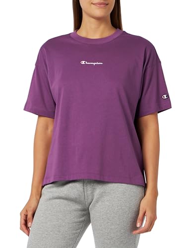 Champion Legacy American Classics W-Script Logo Light Cotton Jersey S-s Boxy Crewneck Koszulka damska, Fioletowy Zestaw, S