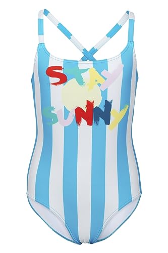 Fashy Dziewczęcy kostium kąpielowy niebiesko-biały, z kwiatami, niebieski, 86 cm