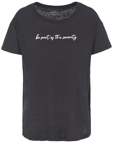 Armani Exchange Koszulka damska Sustainable, Boyfriend Fit, Printed Quote, czarny, S