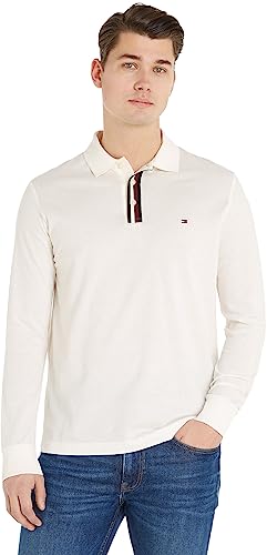 Tommy Hilfiger Męska koszulka polo Bold Gs L/S Regular, Starożytna biel, M