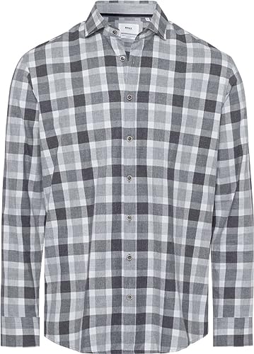 BRAX Męska koszula w stylu Harold C Light Flanell Check koszula flanelowa w kratkę, srebrna, XL