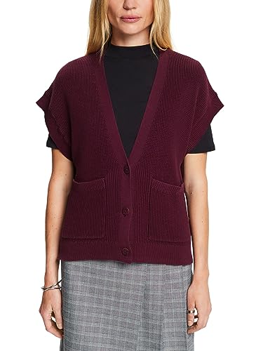 ESPRIT Kardigan bez rękawów, 100% bawełna, bakłażan, XS