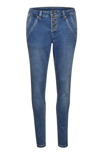 Damskie spodnie jeansowe Mid Waist Skinny Slim, Rich Blue Denim, 34