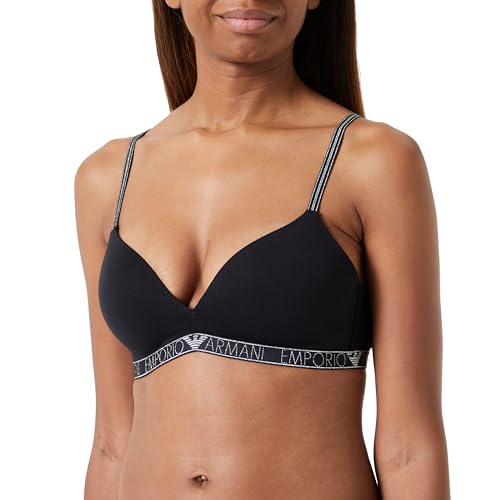 Emporio Armani Damski biustonosz Triangle Essential Studs Logo Padded Bra, czarny, L