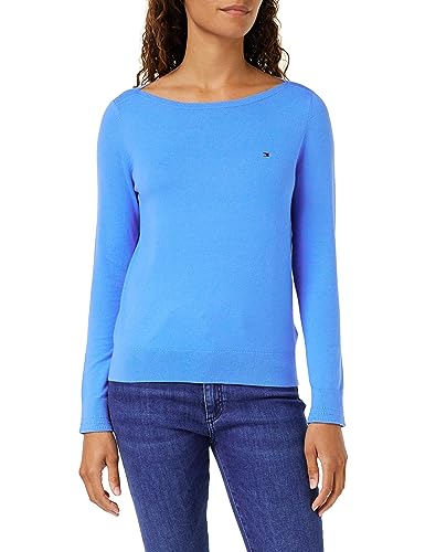 Tommy Hilfiger Damski sweter CO Jersey Stitch Boat-NK Swetry, Iconic Blue, S, Kultowy niebieski, S