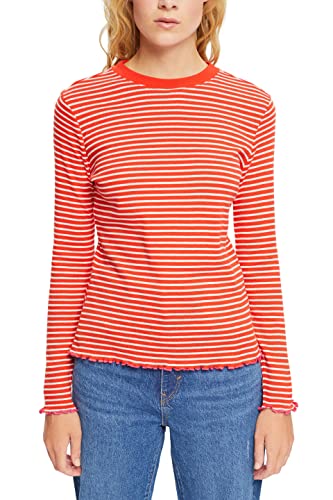 ESPRIT Top w paski z długimi rękawami, Rot, XL