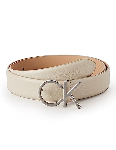 Calvin Klein Damski pasek z logo RE-Lock CK 30 mm PBl, Stoney Beige, 125, Kamienny beż