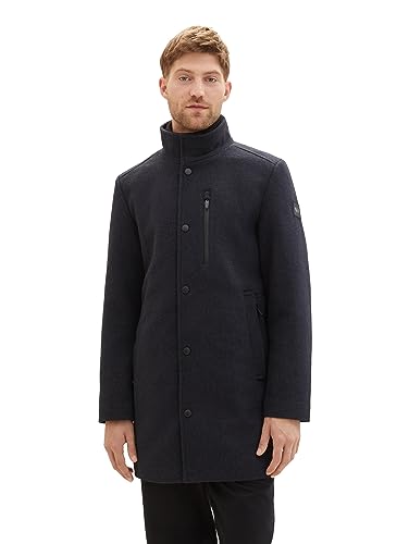 TOM TAILOR męski płaszcz wełniany, 24258 – Navy Blue Structure, S
