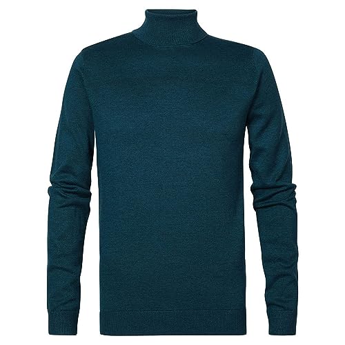 Petrol Industries Męski kardigan naszyjnik Basic sweter polo, Ciemny cyjan, XXL