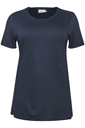Kaffe Curve Damska koszulka Plus Size U-Neck Basic Bluzka U, Midnight Marine