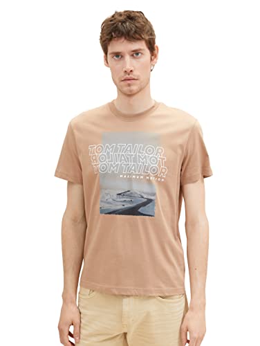 TOM TAILOR Koszulka męska 1036427, 24048-Desert Fawn, S, 24048 - Desert Fawn, S
