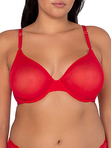 Smart & Sexy Damski biustonosz bez fiszbin Sheer Mesh Demi Underwire Bra półmisek, Crantastic, D