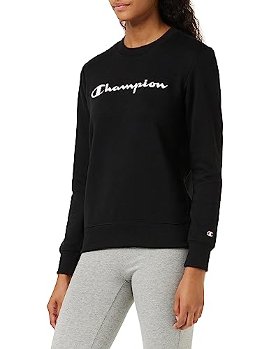 Champion Damska bluza z okrągłym dekoltem Legacy American Classics Powerblend z logo frotte, Czarny, XS