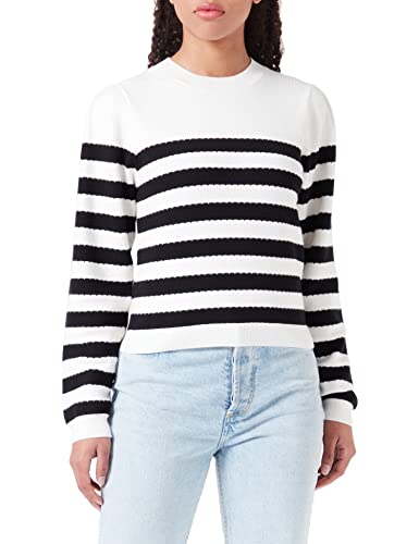 Morgan damski sweter z długim rękawem MJELY czarny TS, Czarny/Off White, S