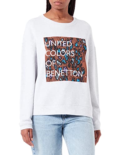 United Colors of Benetton Damska koszulka G/C M/L 3j68d101r bluza z kapturem, szara z nadrukiem Fantasia 917, L