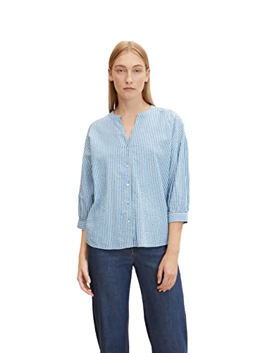 TOM TAILOR Damski bluzka w paski 1032562, 30198 - Blue White Thin Stripe, 44
