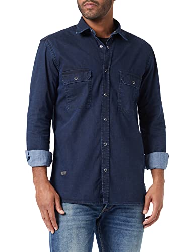 Camel Active Męska Koszula 409137/8S47, Niebieski Night Blue, L