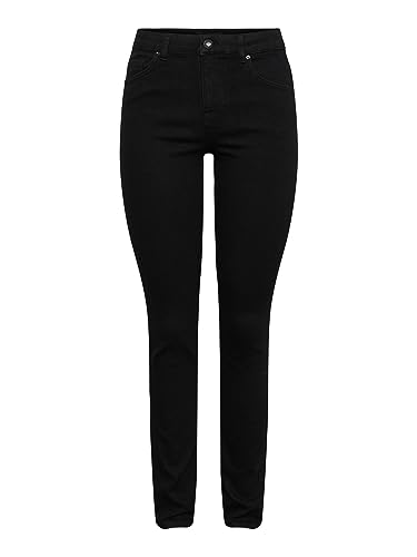 PIECES Damskie spodnie jeansowe, czarny denim, 29W / 32L