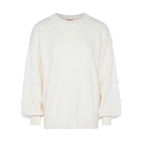 Nascita Damski sweter ozdobiony perłami WOLLBIAŁY M/L, biały (wollweiss), M
