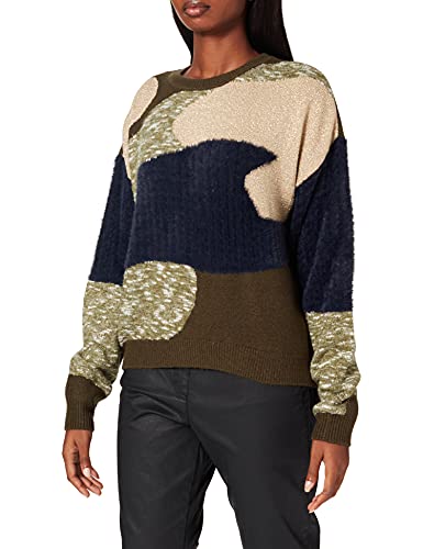 Taifun Damski sweter z golfem z certyfikowanej bawełny GOTS, długi rękaw, sweter z długim rękawem, okrągły dekolt, jednokolorowy, Motyw Moss Green, 40