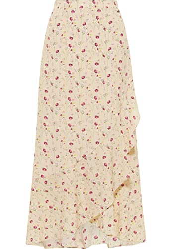 DreiMaster Vintage damska spódnica maxi z falbankami 37223960, jasnobeżowa wielokolorowa, M, Jasnobrązowy, wielokolorowy, M