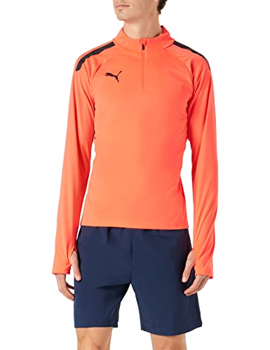 PUMA Teamliga Top z zamkiem błyskawicznym 1/4 pot, łukowo-czarny, męski, Złoty Koral - Czarny Puma, S