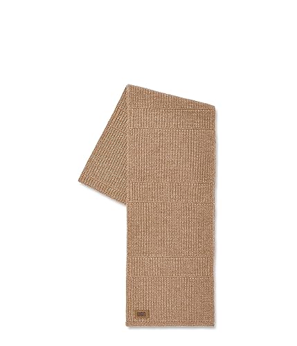 UGG Męski szalik prążkowany, Camel, O/S, Wielbłądzi, Rozmiar uniwersalny